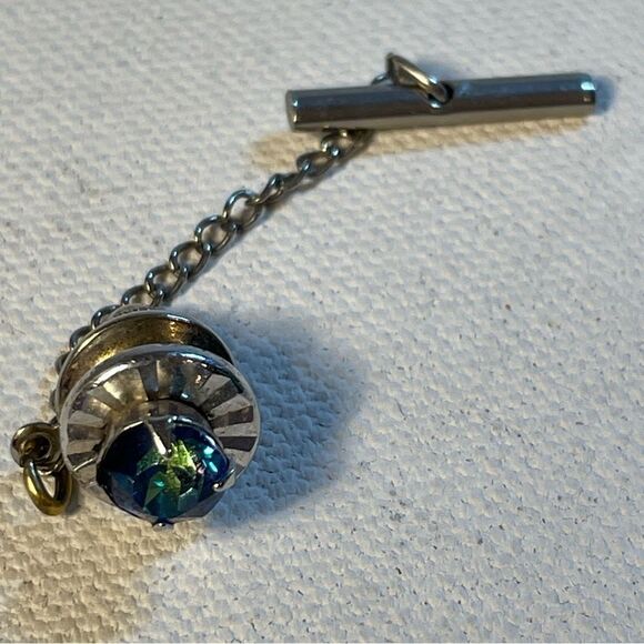 Vintage silver & blue stone tie rack - Picture 4 of 4